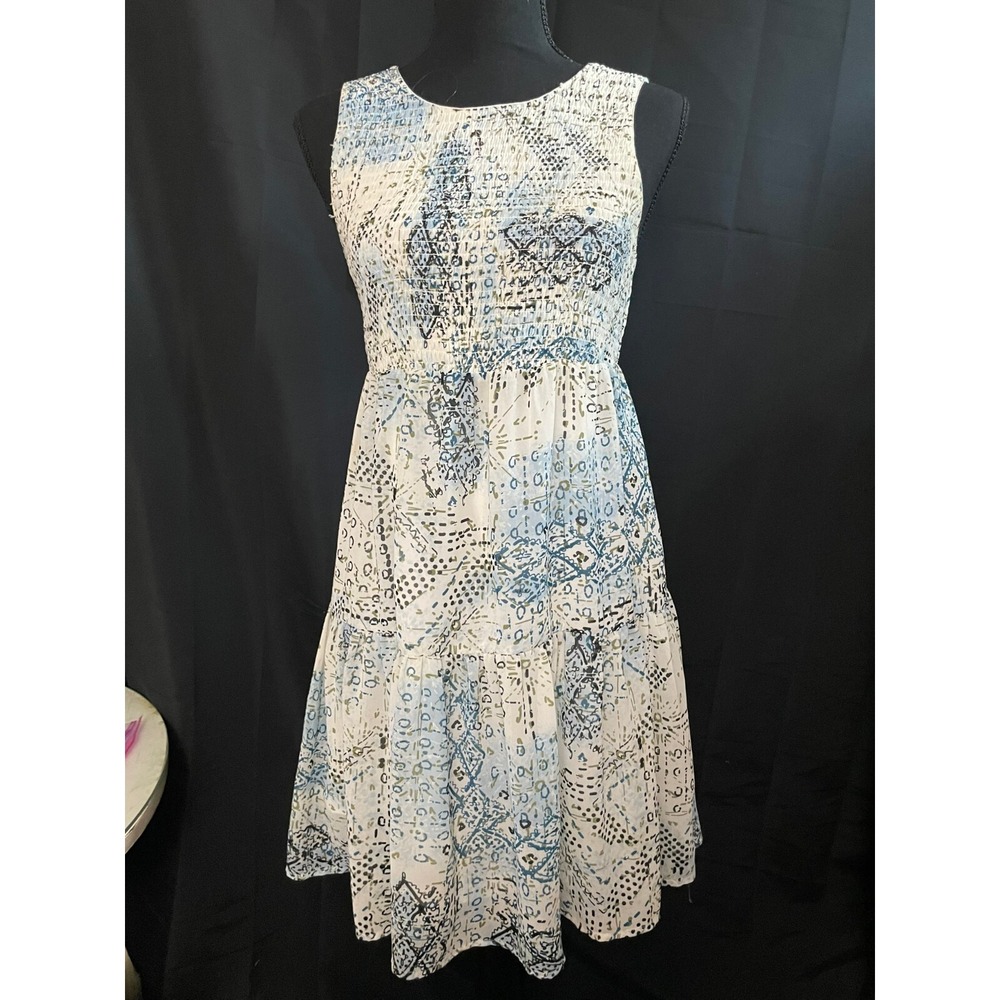 Princess Vera Wang Smock Top Dress White Black Boho Chic Tiered Summer Junior M